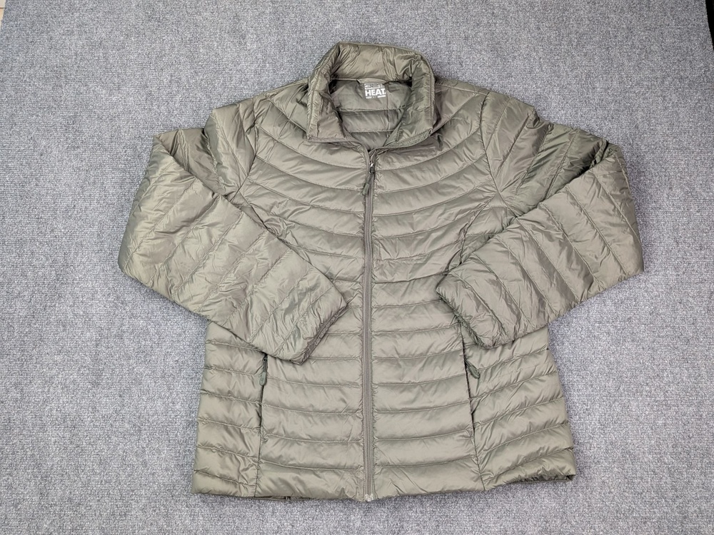 32 Degrees Heat Jacket Womens L Green Down Puffer Quilted Zip Pockets Winter